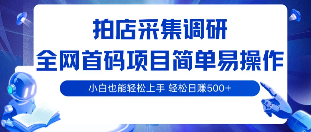 拍店采集调研,全网首码项目,简单易操作, 小白也能轻松上手,轻松日赚500+