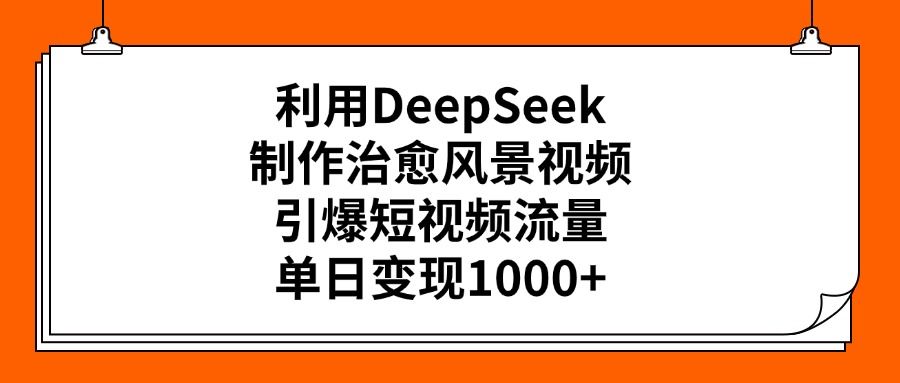 利用DeepSeek制作,治愈风景视频,引爆短视频流量,单日变现1000+