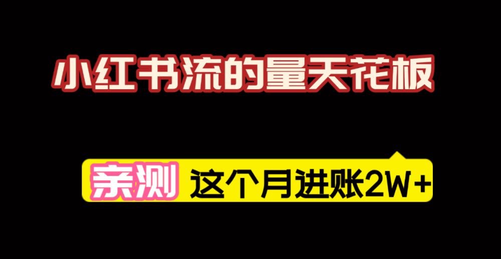 小红书的这个赛道，简直就是流量天花板，我这个月已经赚2W+（附带教程）