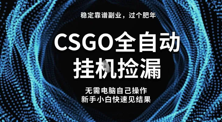 全球最热门游戏CSGO全自动捡漏，最新玩法，新手小白日入5张+