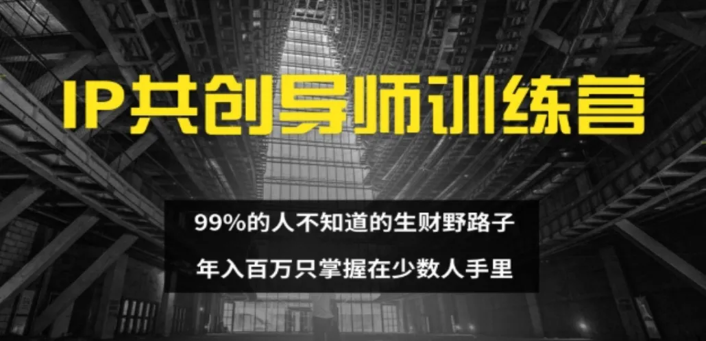 IP共创导师训练营 99%的人不知道的生财野路子 只掌握在少数人手里