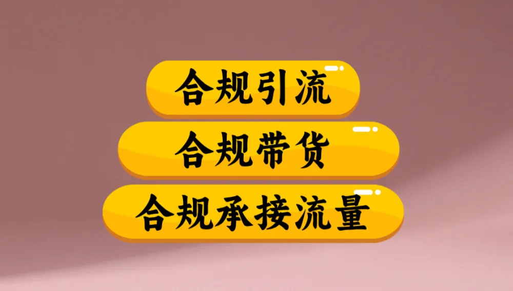合规引流、合规并且高效地做带货、合规承接流量（揭秘）