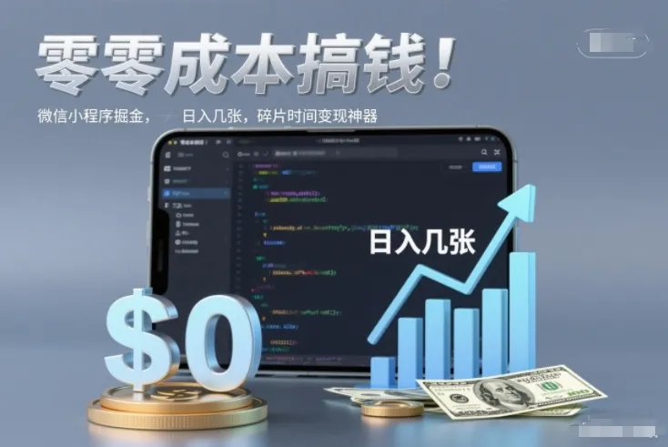 零成本搞钱，微信小程序掘金，简单易操作，日入几张，碎片时间变现神器