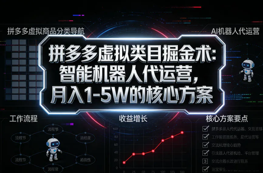 拼多多虚拟类目掘金术：智能机器人代运营，月入1-5W的核心方案