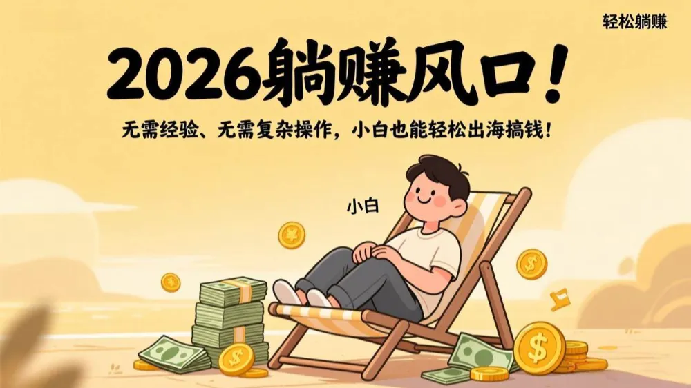 2026躺赚风口！无需经验、无需复杂操作，小白也能轻松出海搞钱！