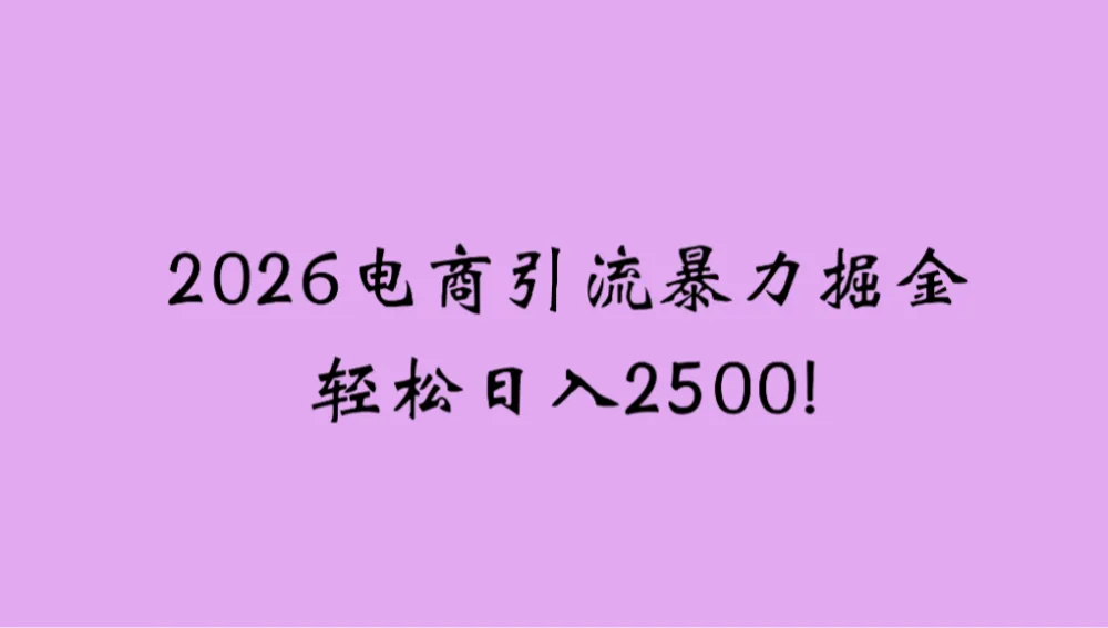 2026电商引流新玩法，日引200，日可入2500+