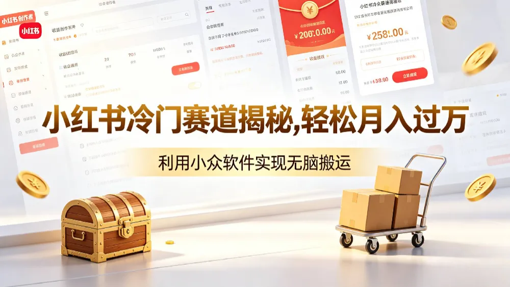 小红书冷门赛道揭秘,轻松月入过万，利用小众软件，实现无脑搬运！
