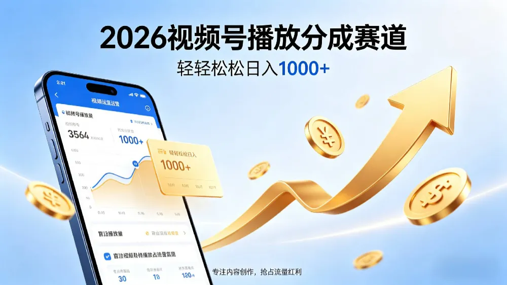 2026做视频号赚分成收益，就选这个赛道，夯爆了，轻松日入1000+