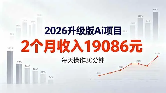 2026升级版Ai任务，2个月收入19086元，熟练后每天操作30分钟！