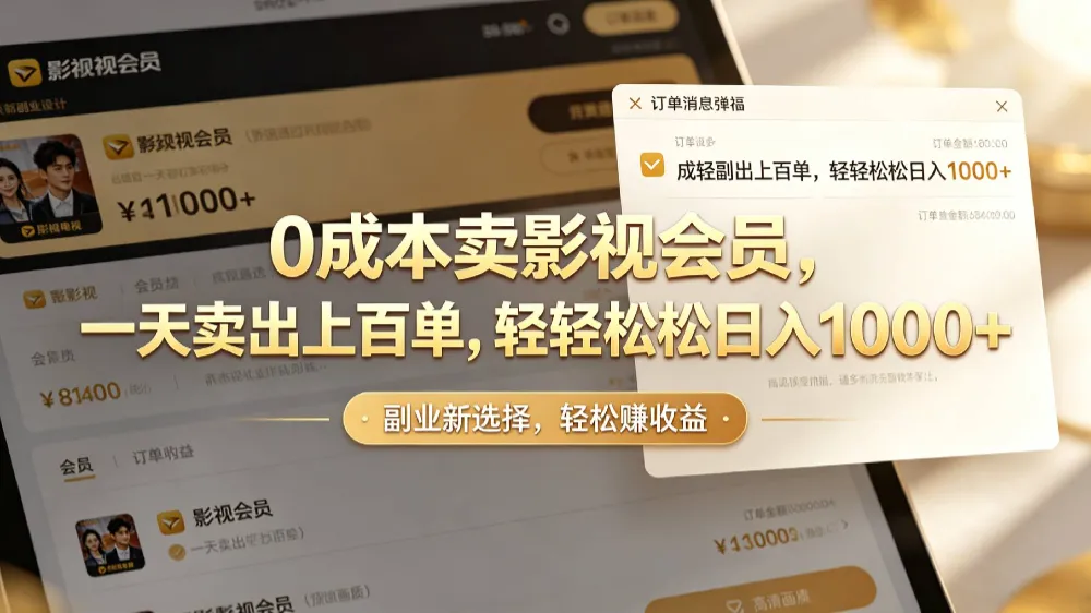 【小红书、咸鱼】0成本卖影视会员,一天卖出上百单,轻轻松松日入1000+