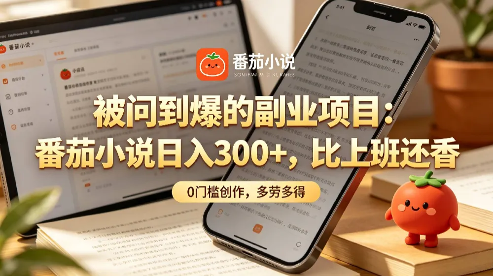 家人们!终于找到不用动脑子的副业了,番茄小说日入 300+ 家人们!终于找到不用动脑子的副业了,番茄小说日入 300+