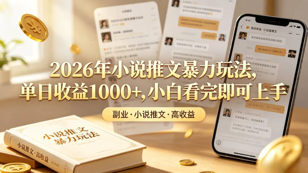 2026年小说推文暴力玩法，单日收益1000+，小白看完即可上手
