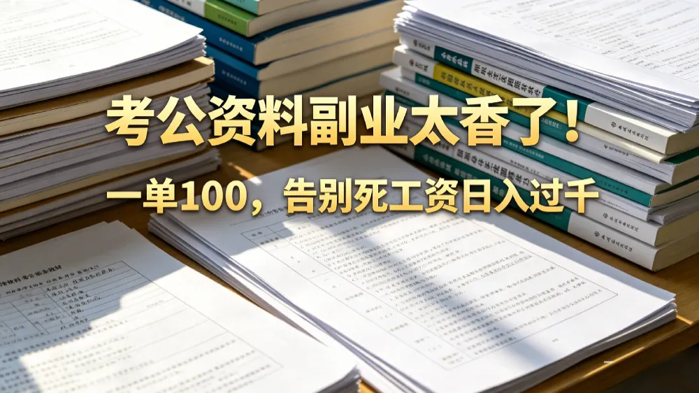 告别死工资，考公资料副业太香了！小红书1单100
