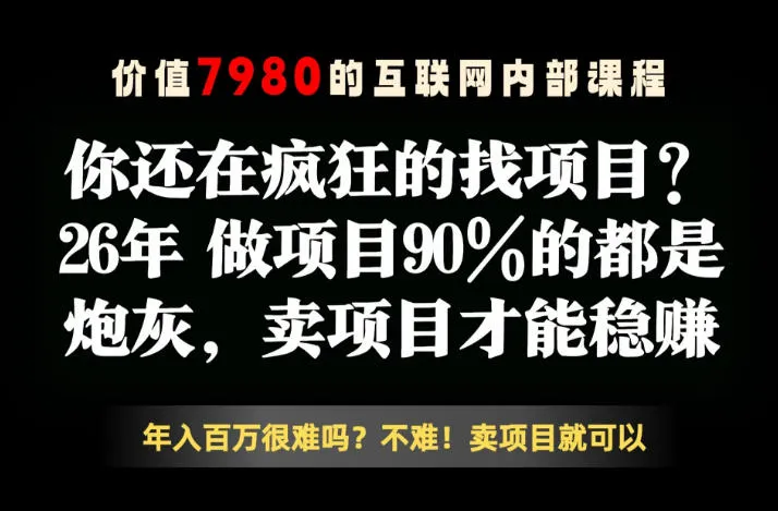 26年请不要疯狂的找项目了,卖项目远比你想象的暴利,你也可以月入10W+