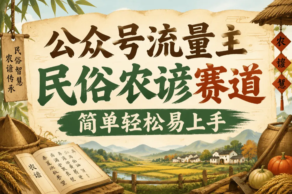 知鸿阁公众号流量主民俗农谚赛道，靠老祖宗留下的农谚写预测，选题不愁，结构固定，小白好上手！
