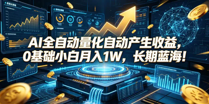 AI全自动量化自动产生收益，0基础小白月入1W，长期蓝海！