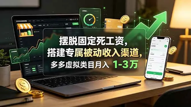 摆脱固定死工资,搭建专属被动收入渠道,多多虚拟类目月入 1-3 万 摆脱固定死工资,搭建专属被动收入渠道,多多虚拟类目月入 1-3 万