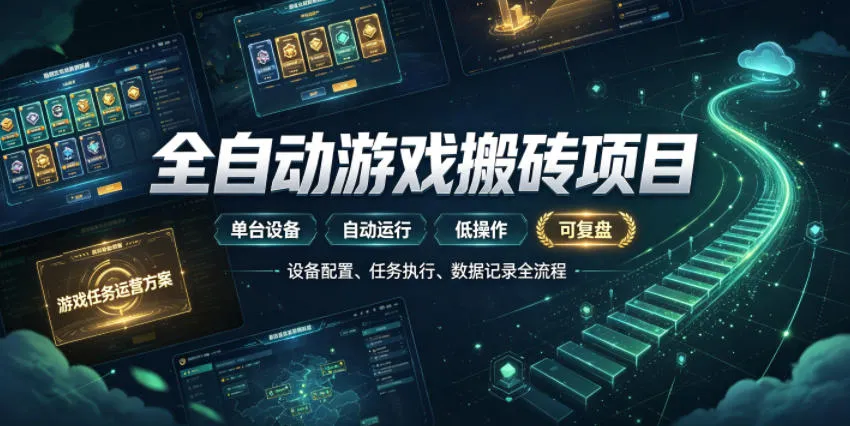 实现全自动游戏搬砖躺賺，每日稳定收益千元，近几年最稳，一台设备就能做！