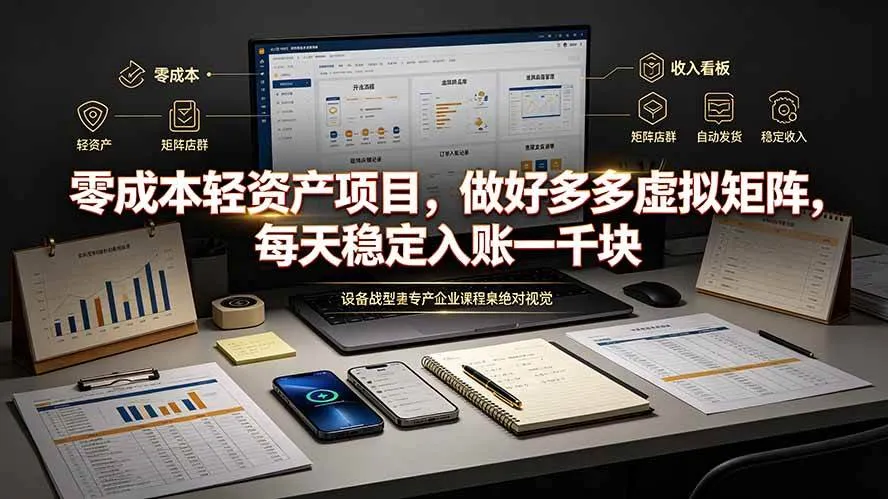 零成本轻资产项目，做好多多虚拟矩阵，每天稳定入账一千块