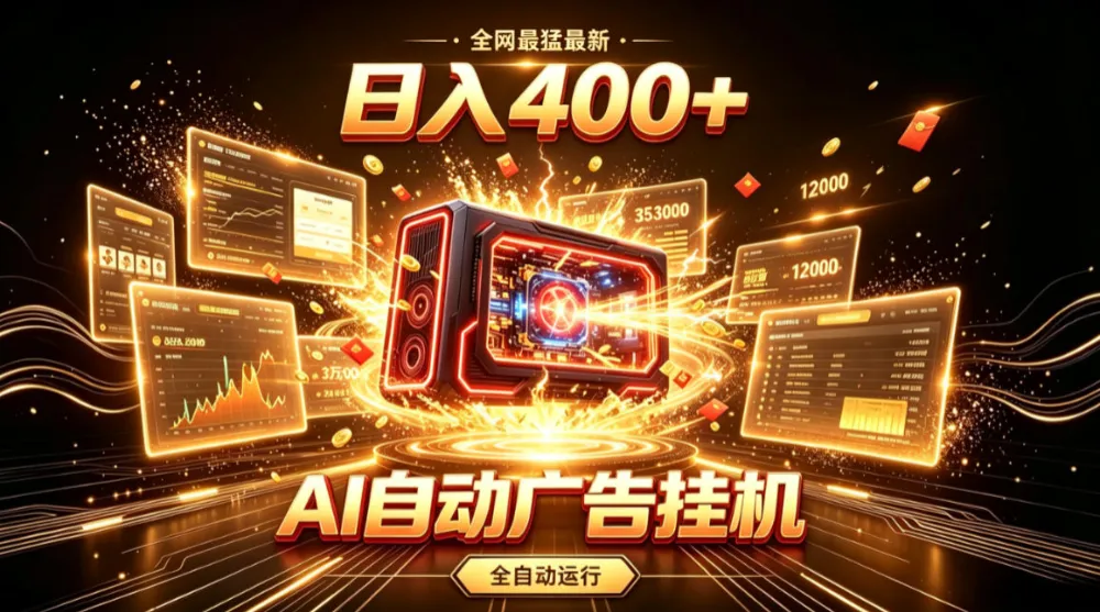全网最猛最新的AI自动广告挂G,狠收益日入400+,真正做到躺賺式变现 全网最猛最新的AI自动广告挂G,狠收益日入400+,真正做到躺賺式变现