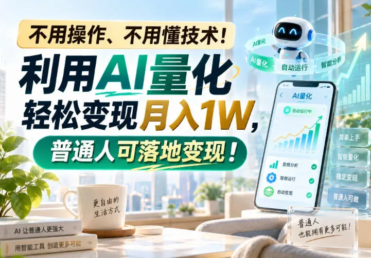 不用操作、不用懂技术！利用AI量化轻松变现月入1W，普通人可落地变现！