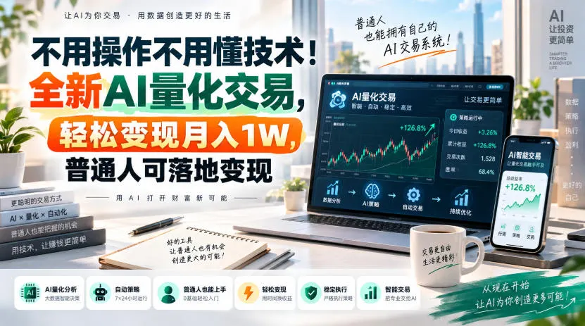 不用操作不用懂技术！全新AI量化交易，轻松变现月入1W，普通人可落地变现！
