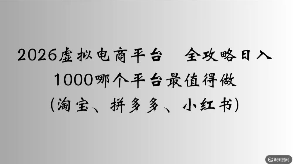 2026虚拟电商平台全攻略，日入1000哪个平台最值得做