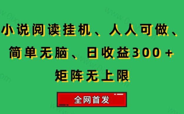 小说挂机阅读，人人可做，简单无脑，一天收益300＋矩阵无限上