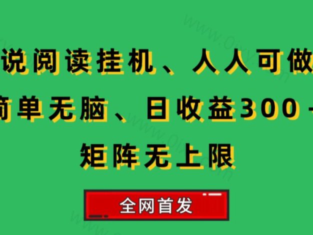 小说挂机阅读，人人可做，简单无脑，一天收益300＋矩阵无限上