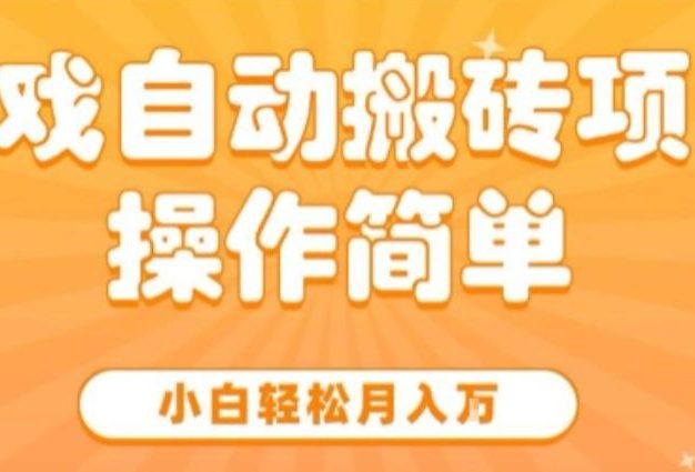 游戏自动搬砖项目,新手小白轻松月入1W+,操作简单,适合懒人的副业【揭秘】