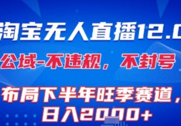 淘宝无人直播12.0，不封号，不违规，布局下半年旺季赛道，日入1k+(独家技术)【揭秘】