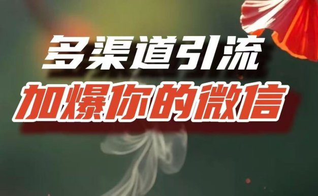 多渠道引流，加爆你的微信，把流量导入到私域，这是每一个想要在互联网赚钱的人必须掌握的底层能力