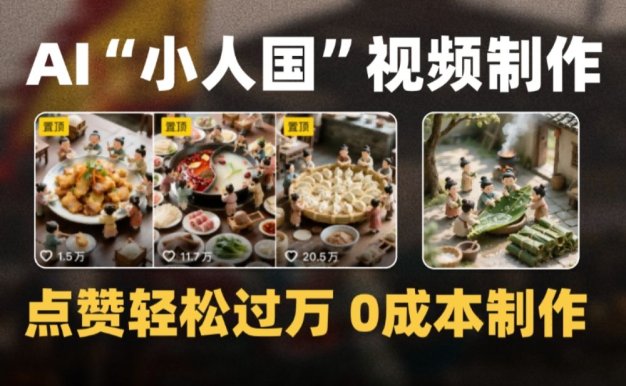 微缩景观迷你AI小人国视频,0成本制作全流程教学爆款1000W+