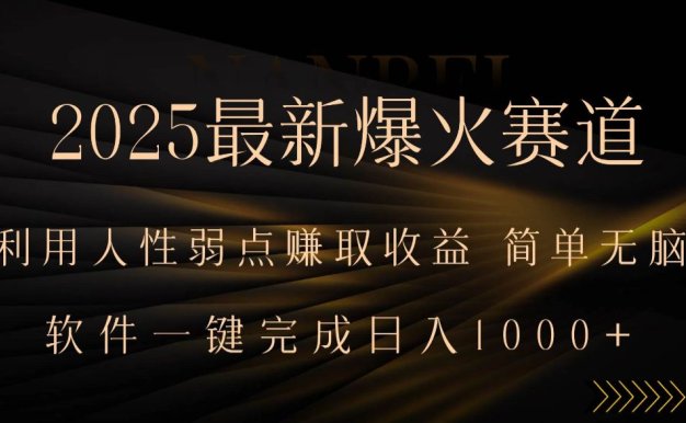 2025最新爆火赛道，利用人生弱点赚取收益，全程一键批量制作