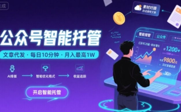 【公众号托管 】我提供文章，你复制发布，每天10分钟，最高躺入1W【揭秘】