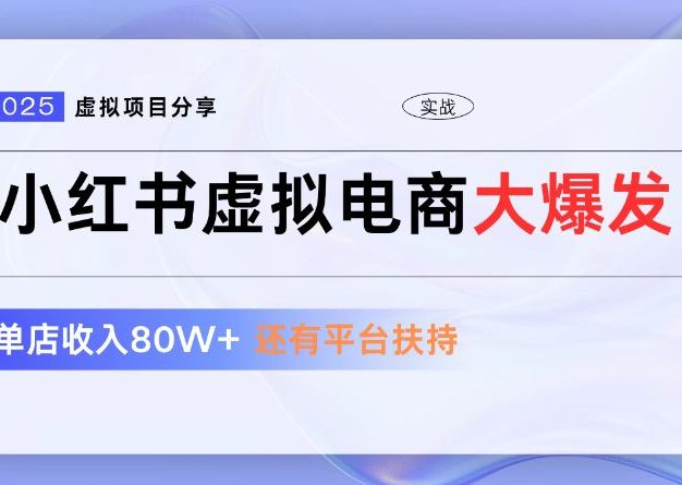 小红书虚拟店铺 蓝海项目 小白轻松一天300+