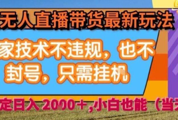 淘宝无人直播带货最新玩法，独家技术不违规，也不封号，全自动运行，只需挂着， 稳定日入2k【揭秘】