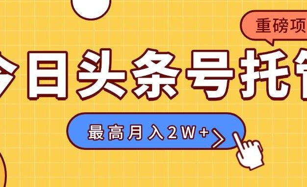 【头条号托管 】我存作品到草稿箱,你每天5分钟发布,最高月入2W+