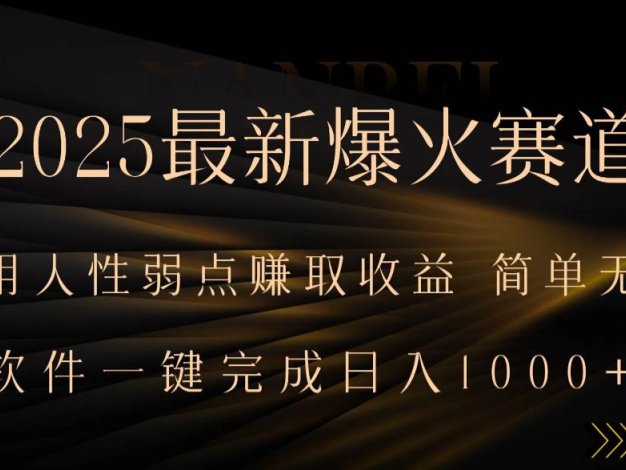 2025最新爆火赛道，利用人生弱点赚取收益，全程一键批量制作