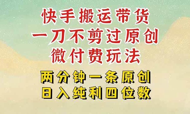 快手黑科技搬运带货,一刀不剪过原创,微付费投流玩法,轻松日入四位数…