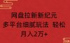 网盘拉新，新纪元多平台，细腻玩法，轻松月入2万+