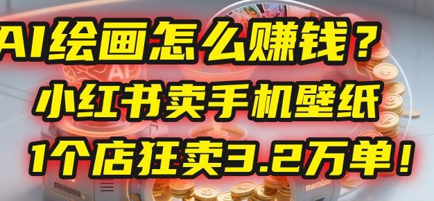 AI绘画怎么赚钱？2025年“手机壁纸”项目：0成本，1个店狂卖3.2万单！(小红书)