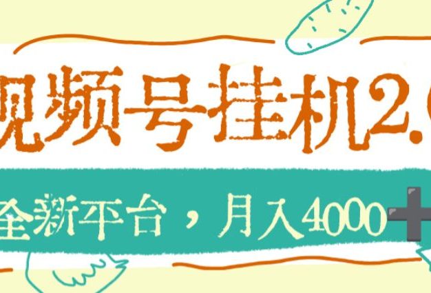 视频号挂机 2.0 玩儿法,全新平台,月入 4000+