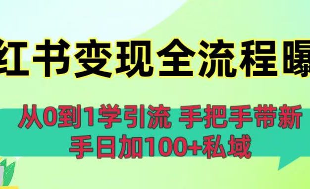 从0到1学引流:小红书变现全流程曝光,手把手带新手日加100+私域