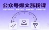 公众号爆文涨粉课：从内容方向设计到爆文写作，数据解读和商业模式布局