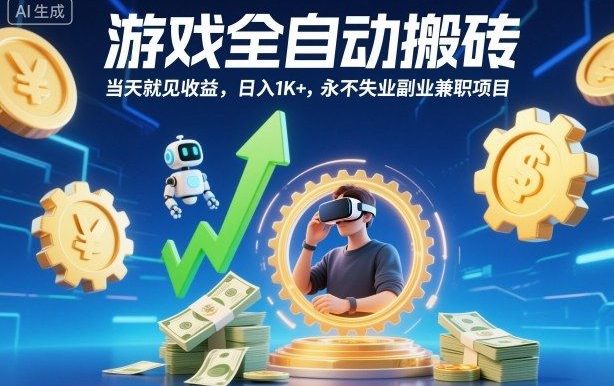 游戏全自动搬砖,当天就见收益,日入1K+,永不失业副业兼职项目