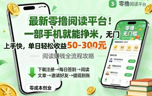 最新零撸阅读平台!一部手机就能挣米,无门槛上手快,单日轻松收益50-3张