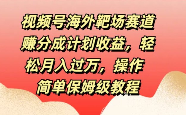 视频号海外靶场赛道赚分成计划收益，轻松月入过万，操作简单保姆级教程