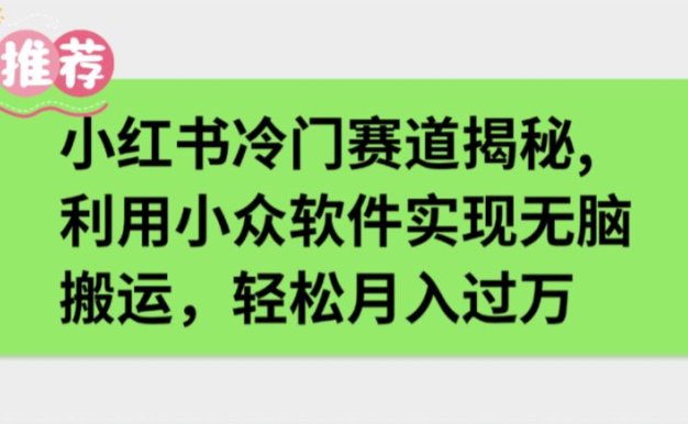 小红书冷门赛道揭秘,利用小众软件实现无脑搬运,轻松月入过万