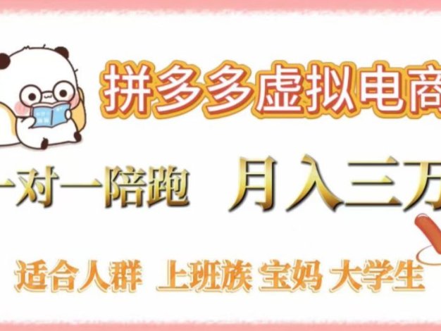 拼多多虚拟电商,一对一陪跑,0囤货,不发货 月入过万,适合所有新手小白